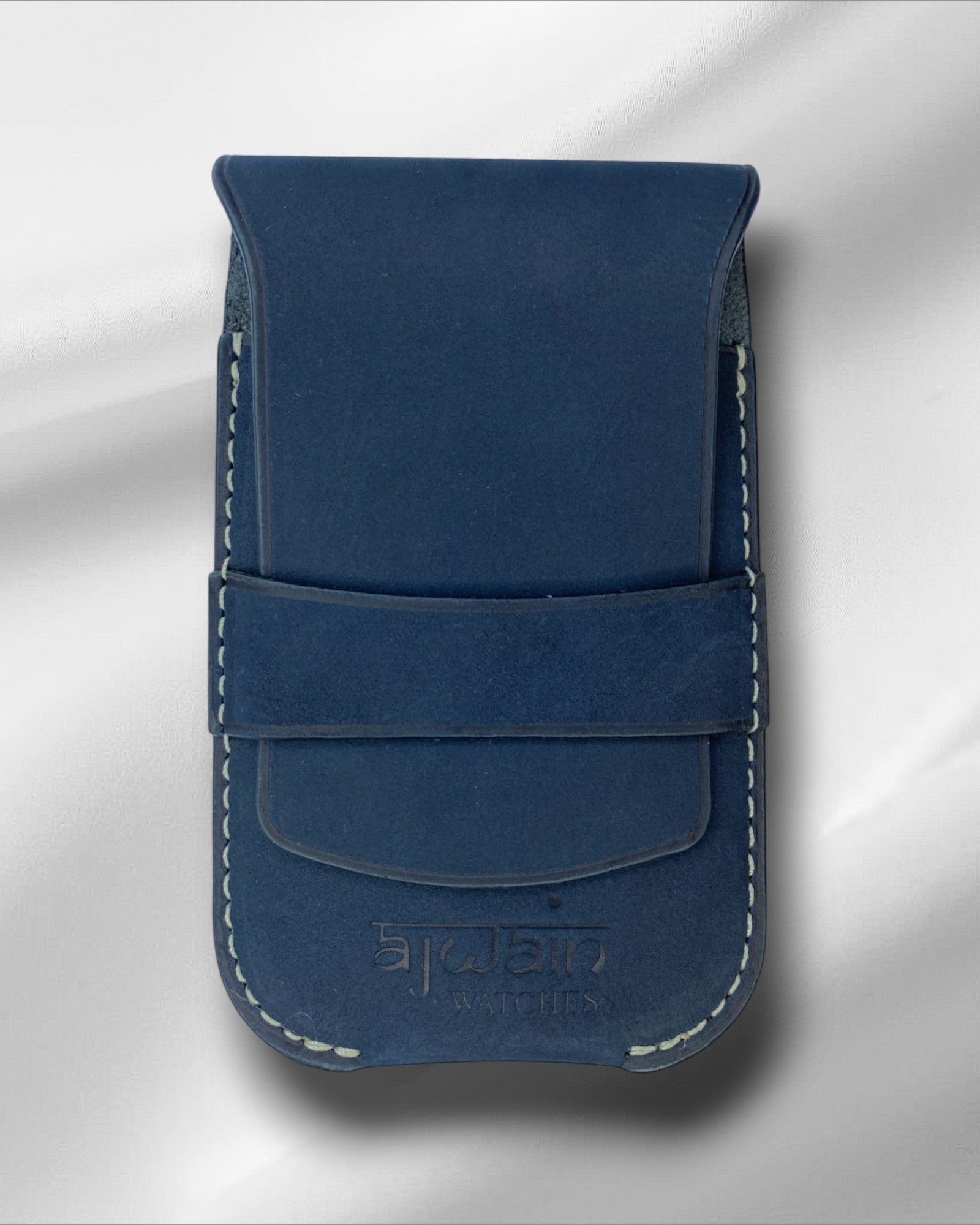 Navy Blue suede leather single watch pouch