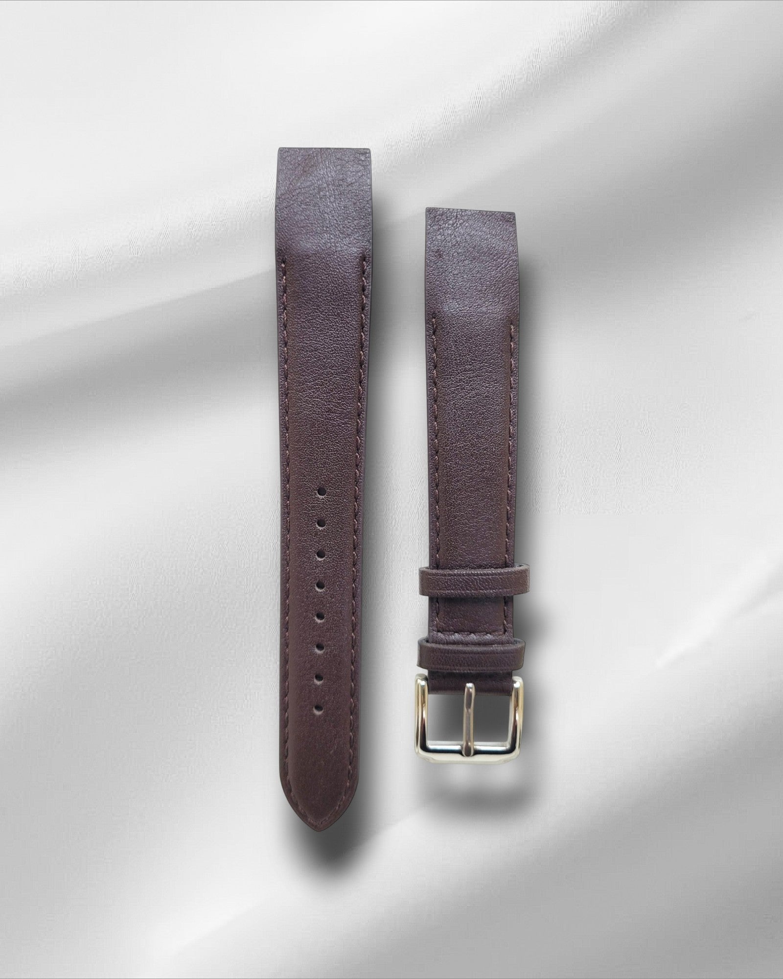 Ajwain brown leather fixed lugs watch strap