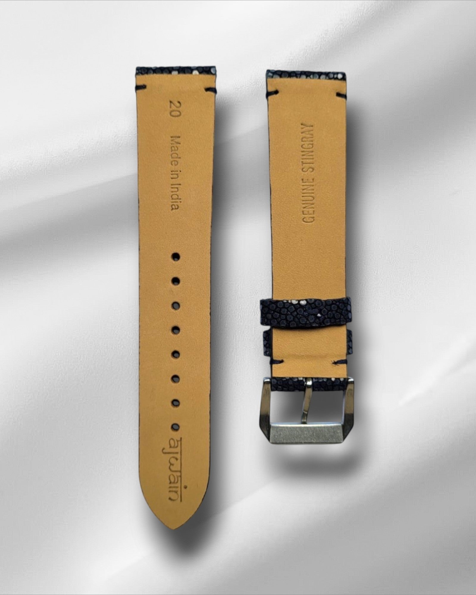Ajwain Navy Blue Stingray leather watch straps