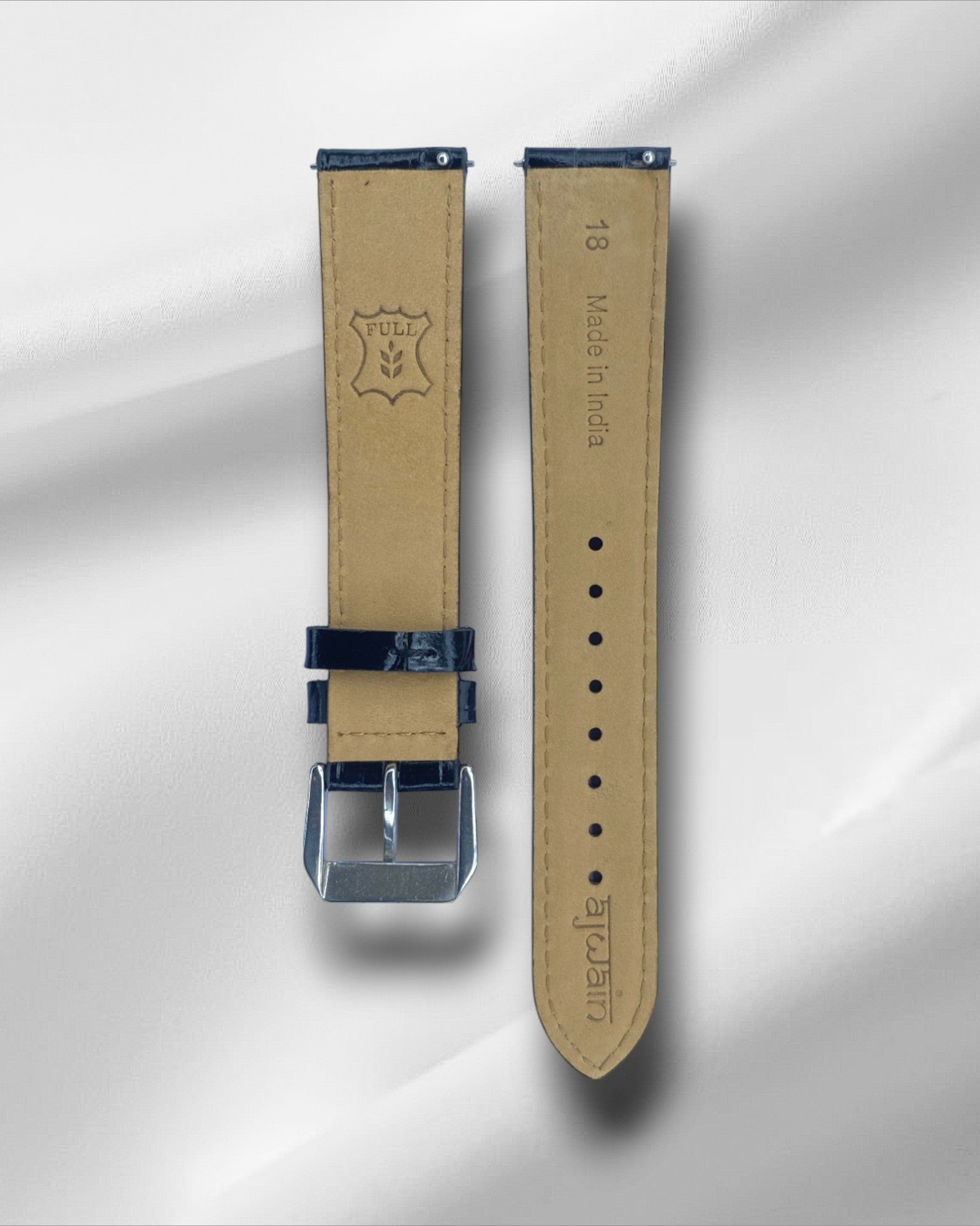 Black Croc Pattern Leather Strap with Quick Release Spring Bars