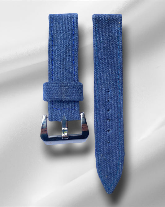 Blue Canvas Watch Strap (Washable)