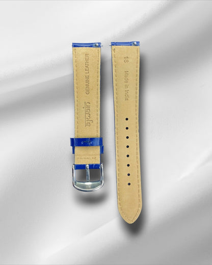 Blue Croc Pattern Full Grain Leather Watch Strap