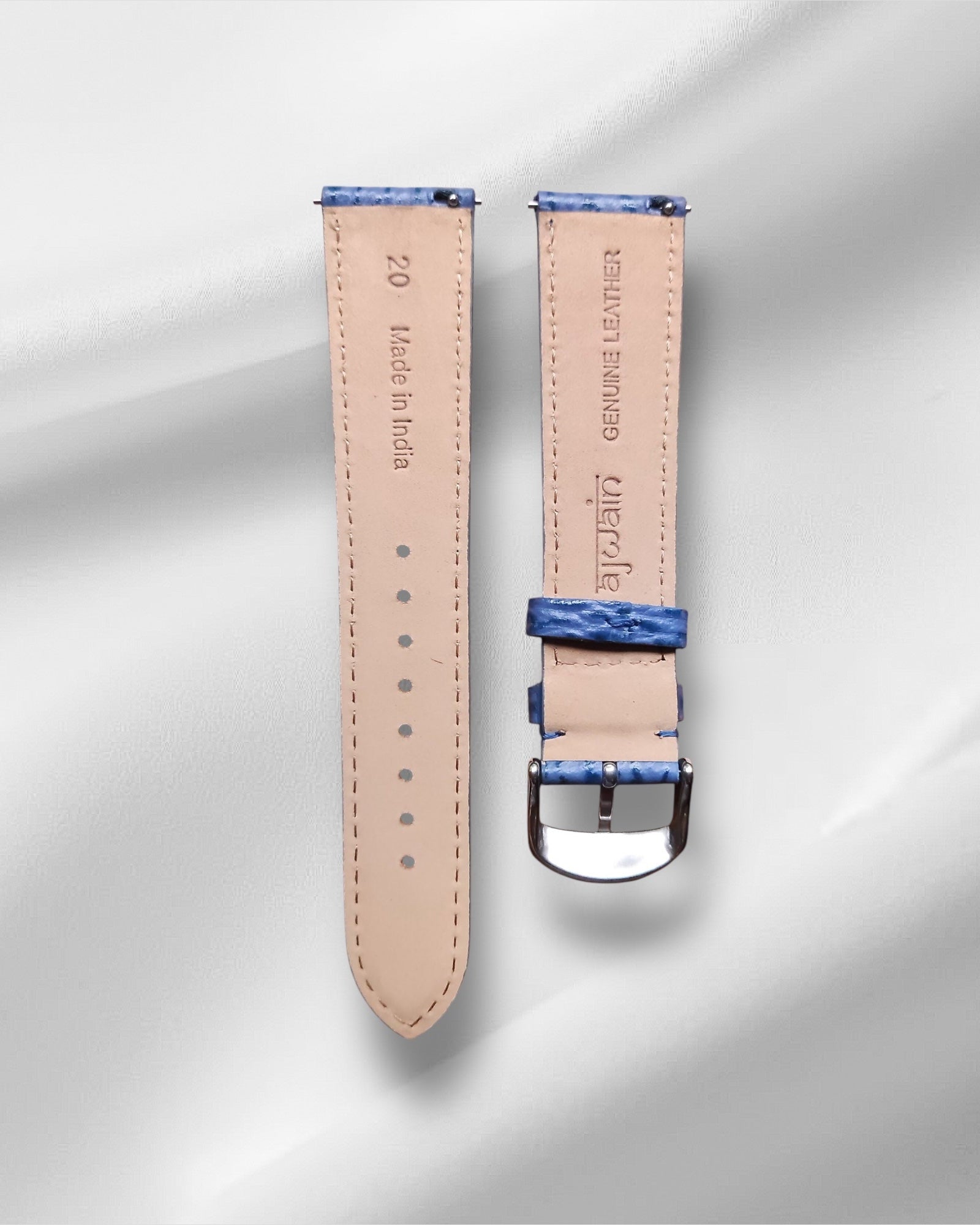 Shark pattern Light Blue Calf Leather Strap