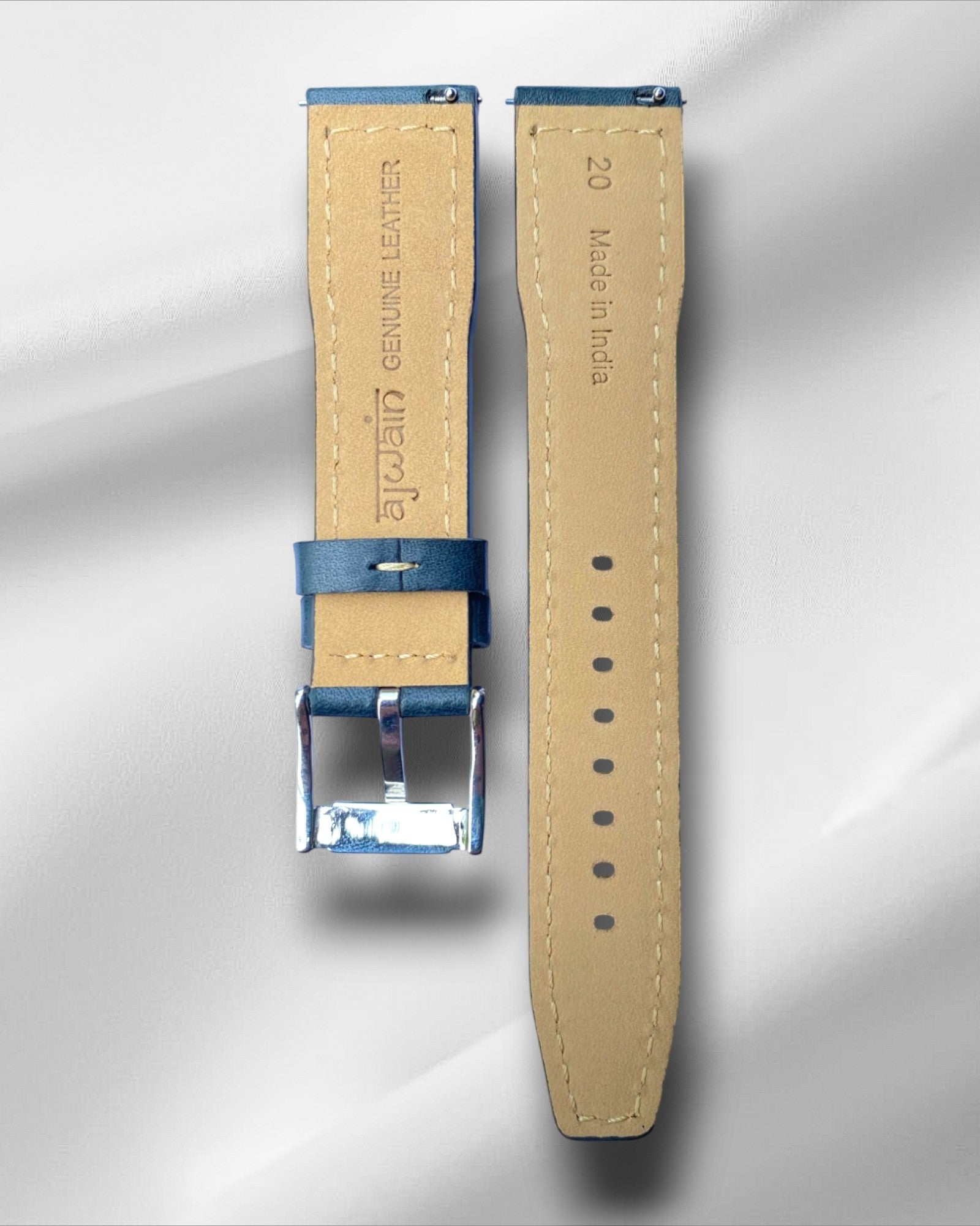 Ajwain Pilot Blue Leather strap