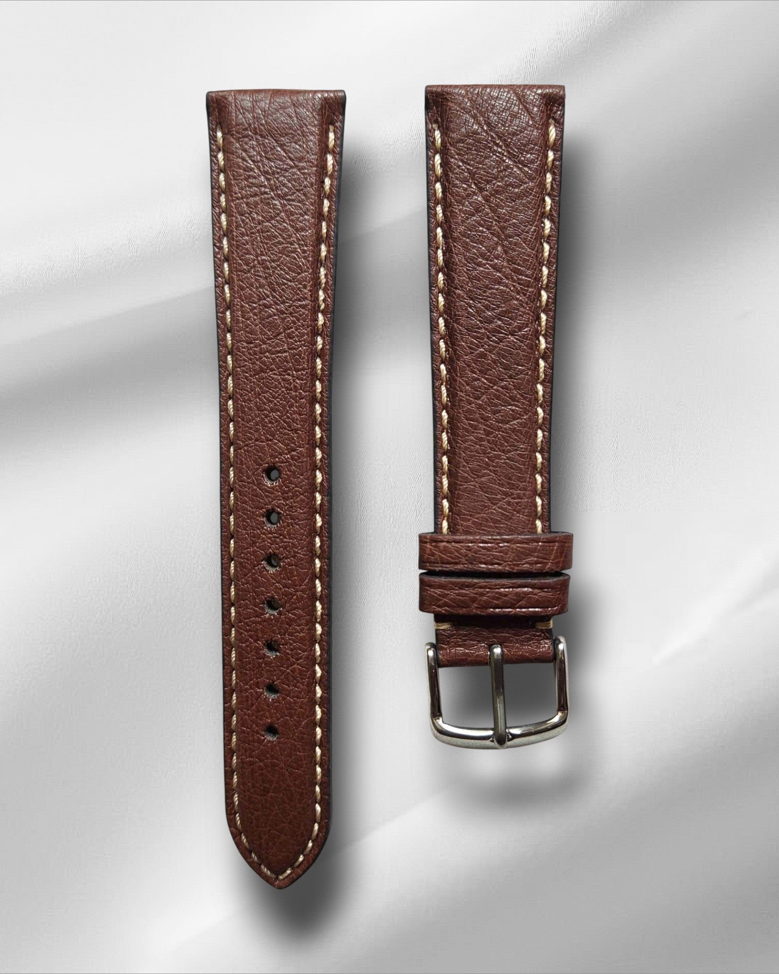 Teak Brown Genuine Ostrich Leather Straps without Nodules