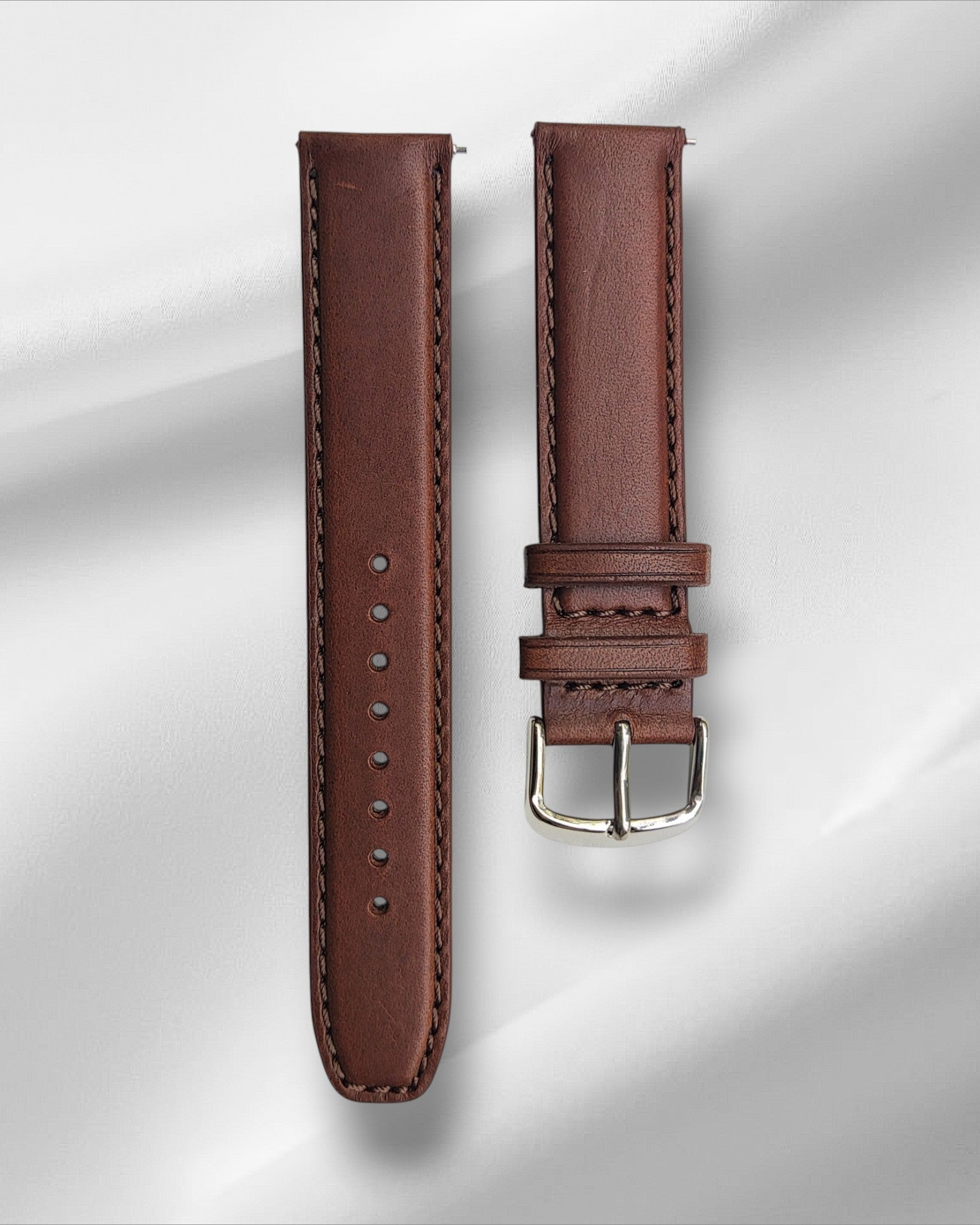 Vintage Style Teak brown  Italian Leather Strap