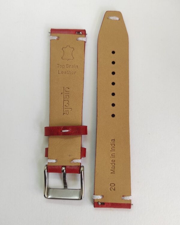 Red Ibiza Italian Leather Strap  with quick release spring bars