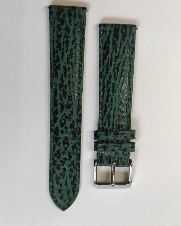 Green Sharkskin leather strap with quick release spring bars tapered