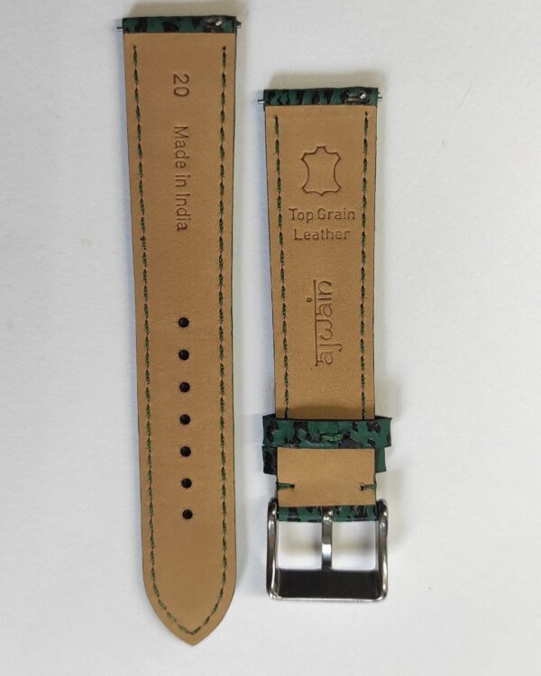 Green Sharkskin leather strap with quick release spring bars tapered back