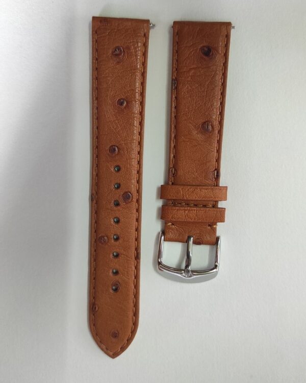 Tan  ostrich  leather strap with quick release spring bars tapered