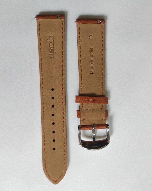 Tan  ostrich  leather strap with quick release spring bars tapered back