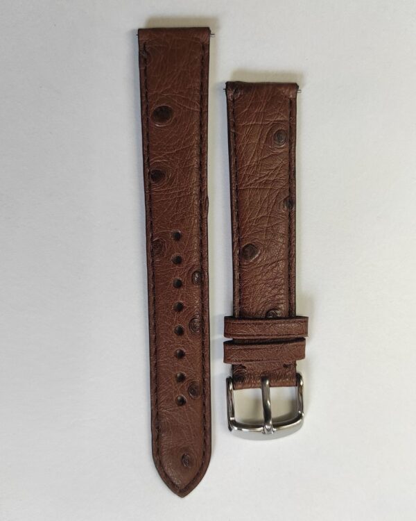 Brown genuine ostrich Leather strap with quick release spring bars