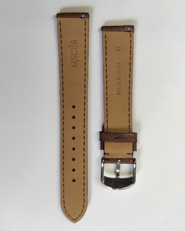 Brown Italian Leather strap with quick release spring bars back .