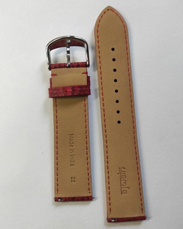 Red Sharkskin leather strap with quick release spring bars tapered back