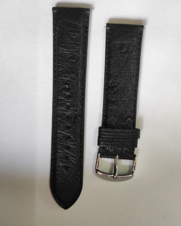 Black ostrich  leather strap with quick release spring bars