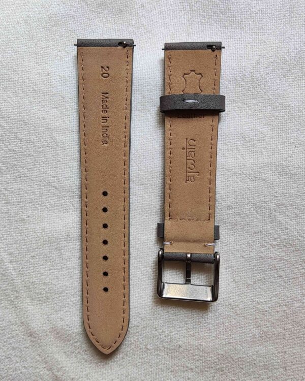 Grey-Napa Italian genuine napa Leather watch Strap reverse