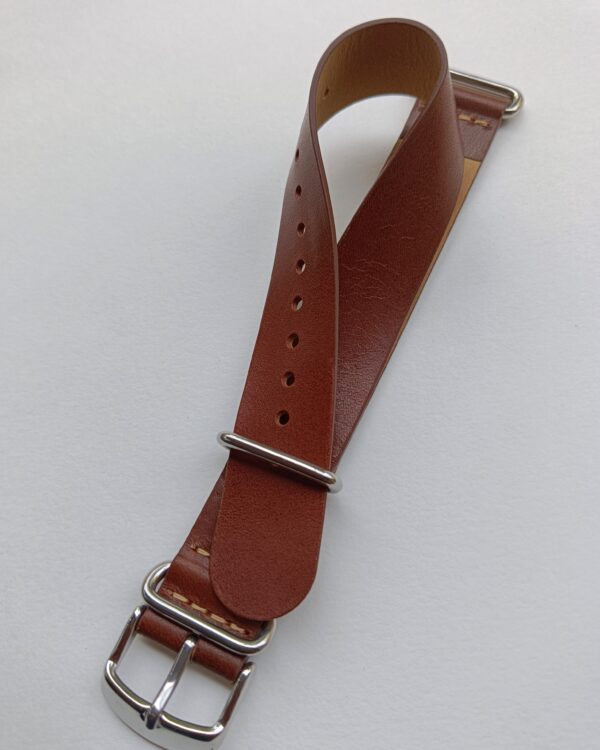 Ajwain full grain tan Italian leather NATO strap