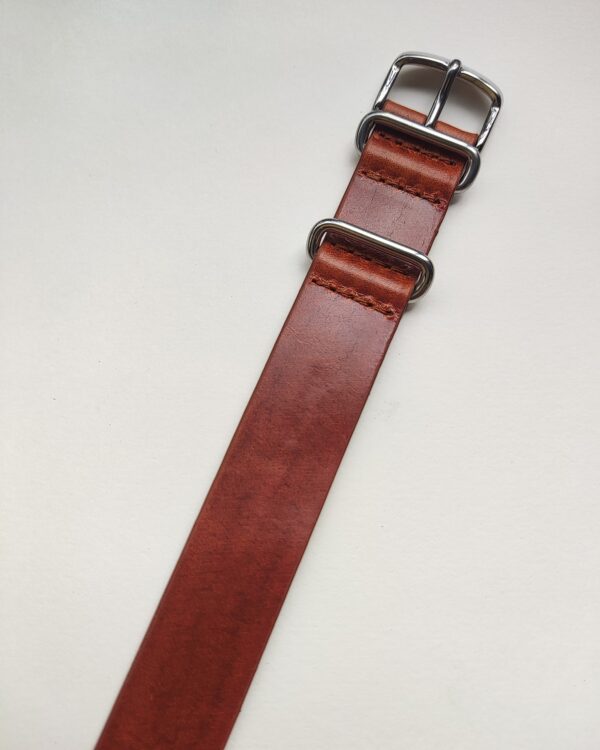 Ajwain Tan italian leather Single Pass Nato Watch strap 1