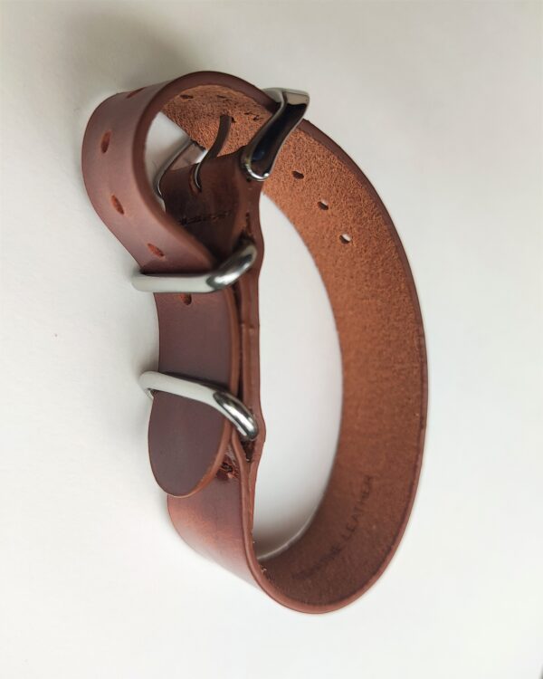 Ajwain Tan italian leather Single Pass Nato Watch strap 2