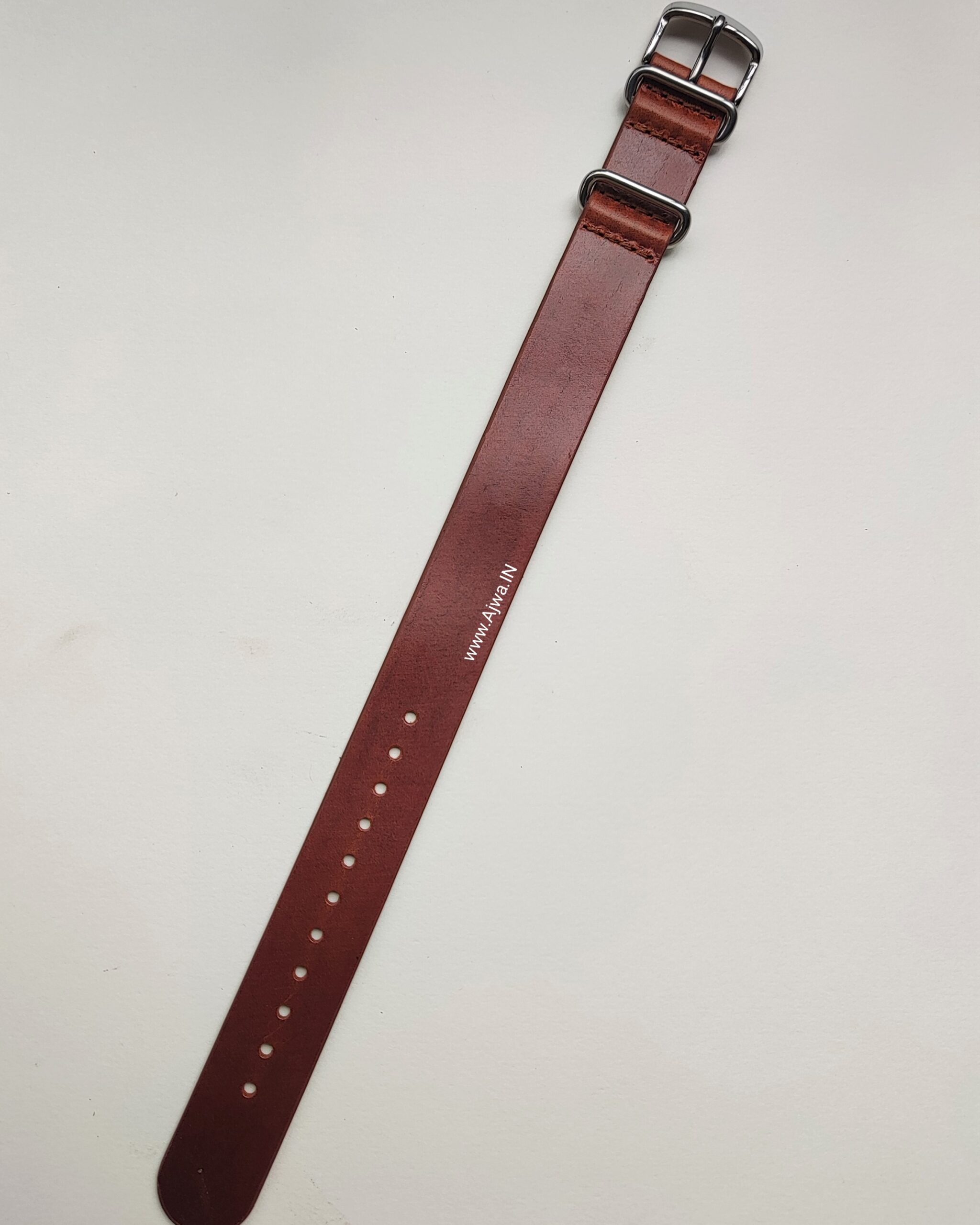 Ajwain Tan italian leather Single Pass Nato Watch strap