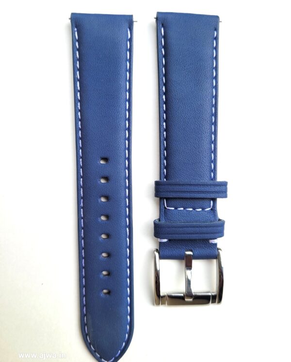 Navy Blue Italian leather watch strap with quick release spring bars