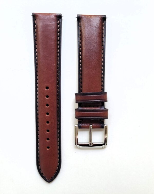 Ajwain watch strap teak brown parchment patina front