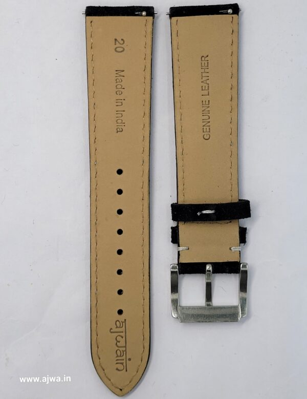 Ajwain Black suede watch strap