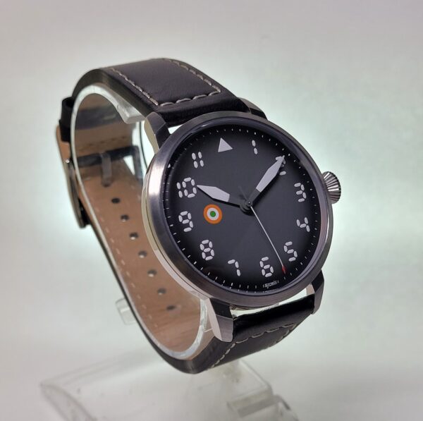 Ajwain Sortie Fleiger automatic watch with Steel case grey fume dial