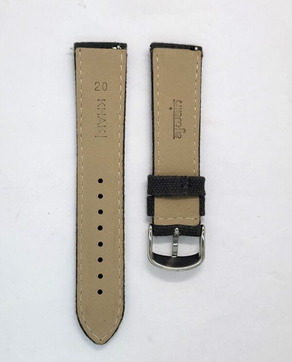 Ajwain vegan watch strap in Grey canvas with quick release spring bars back