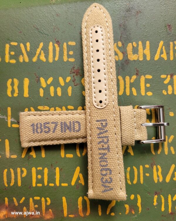 Ajwain vegan watch strap in Khaki canvas with quick release spring bars