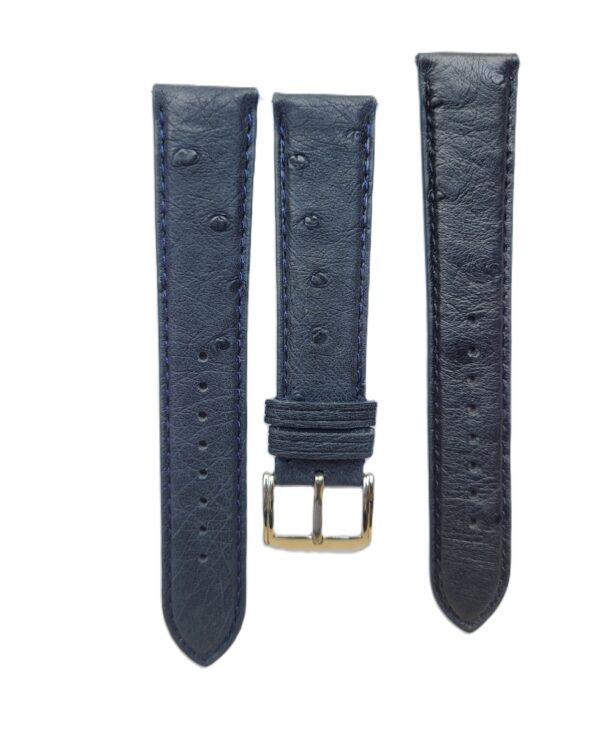 Ajwain Ostrich SEA blue watch strap front with quick release spring bars