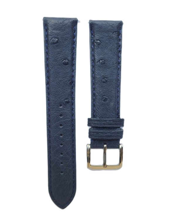 Ajwain Ostrich SEA blue watch strap front with quick release spring bars