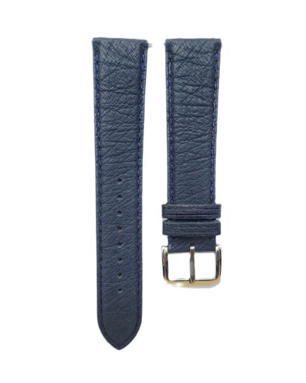 Ajwain Ostrich SEA blue watch strap front with quick release spring bars