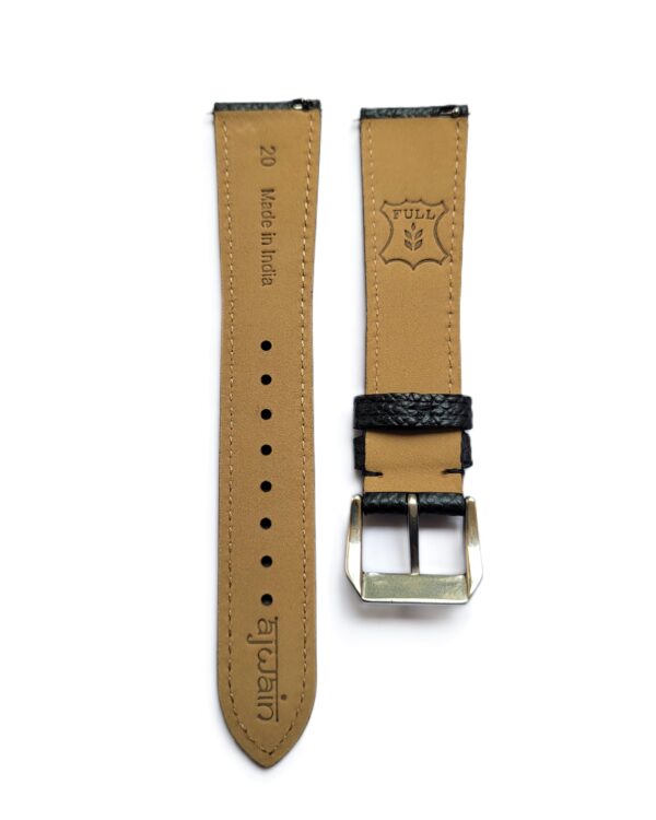 Ajwain Black Epsom leather watch strap back