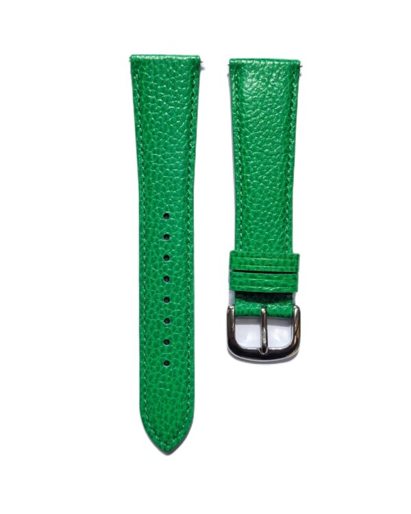 Ajwain Green grain textured leather watch strap front