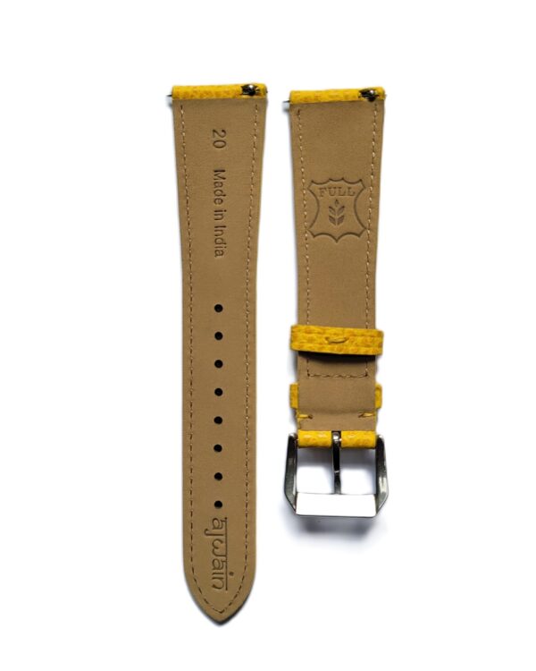 Ajwain Yellow Grain textured watch strap back